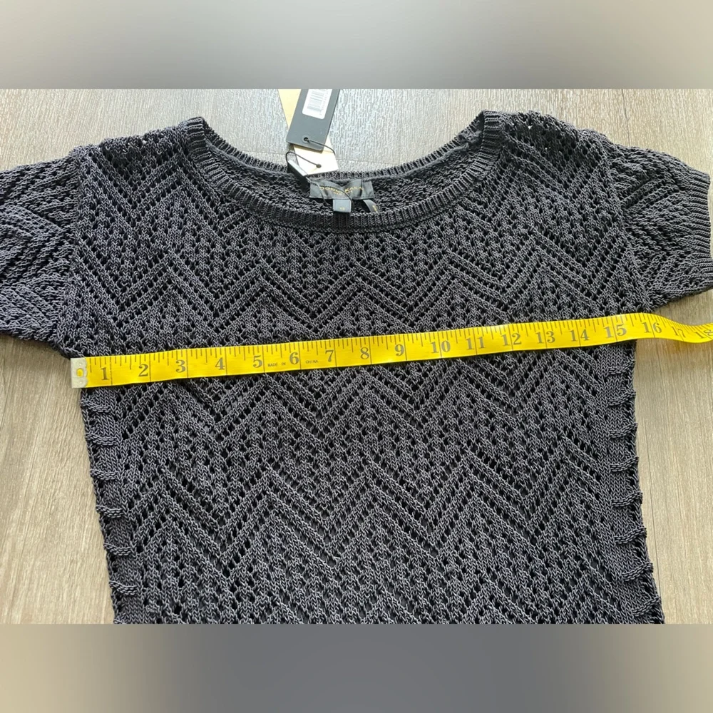 NWT DONNA KARAN Crochet Overlay Shift Dress Womens XS Black Geometric Lined $325
